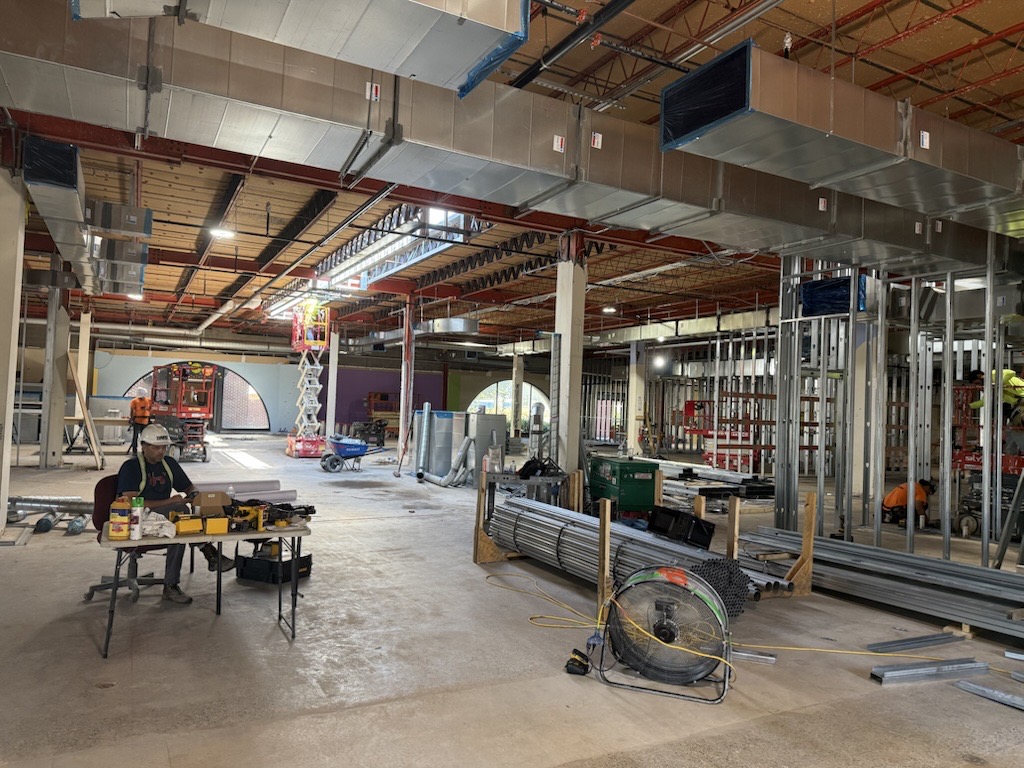 Interior of the library during renovation